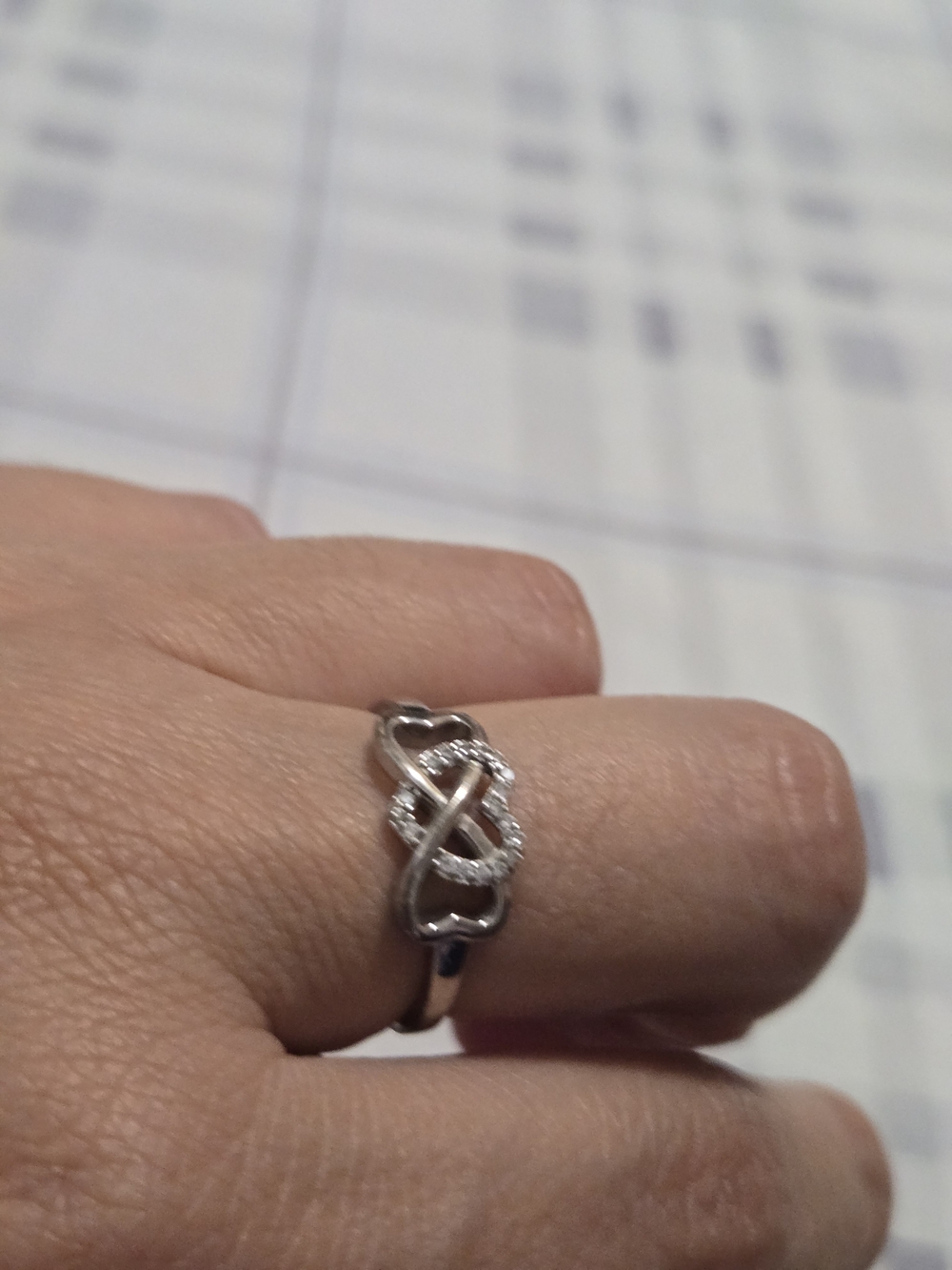 Sterling Silver Infinity Knot Ring with Pavé Accents - Silver